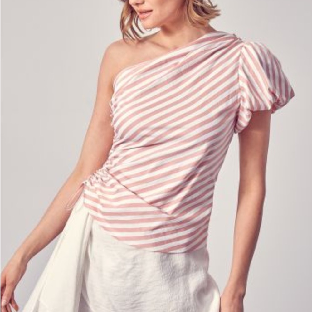 **NWOT**//DO+BE Top | Pink Striped One Shoulder Top | Thistle and Main// MEDIUM